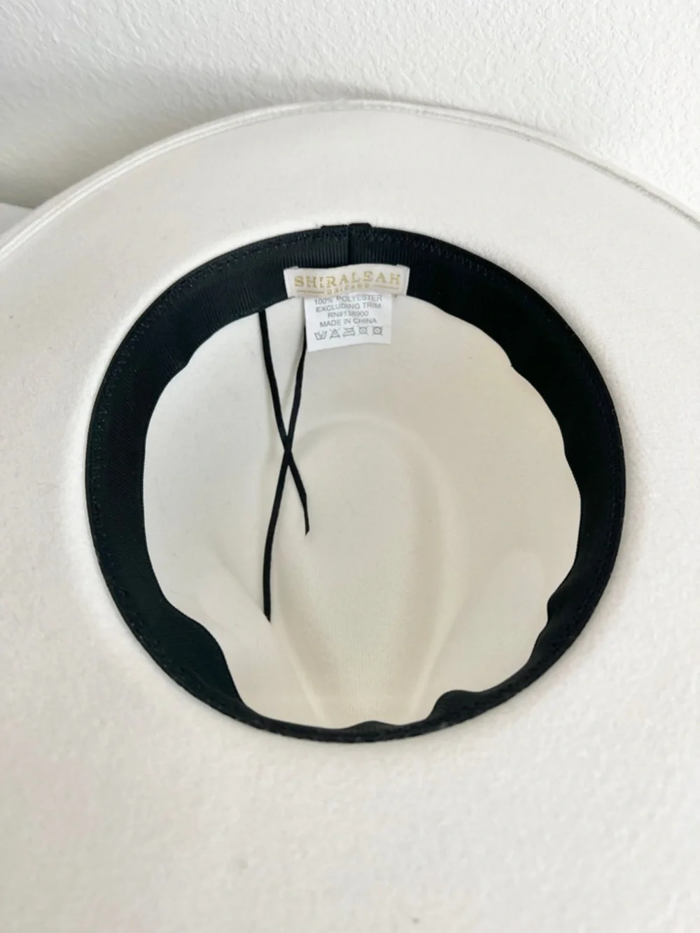 Shiraleah Ivory Wide Brim Fedora Hat Gold Band One Size